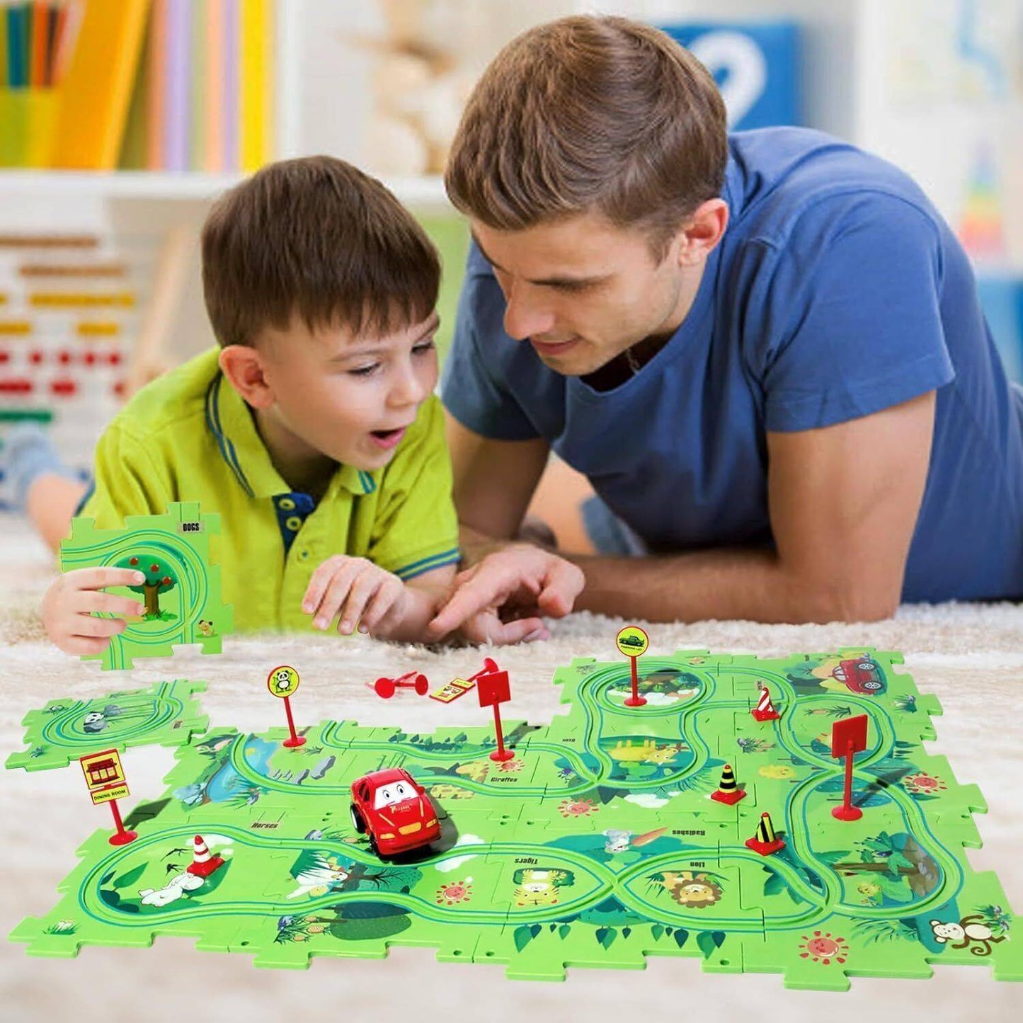 DIY Car Track Puzzle Play Set Preschool Educational Montessori Toy Gift For Kids